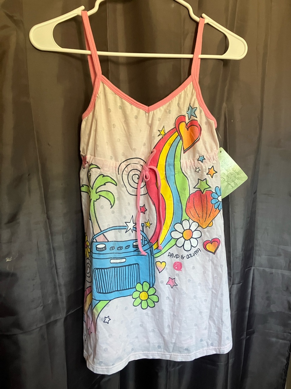 Girls' Pink Rainbow Graphic Tank Dress - Cute Summer Print